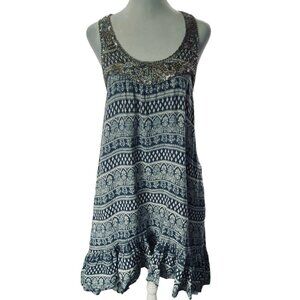 CHLOE MOON Women Sleeveless Dress Crisscross Back Sz S Blue Summer 81-23